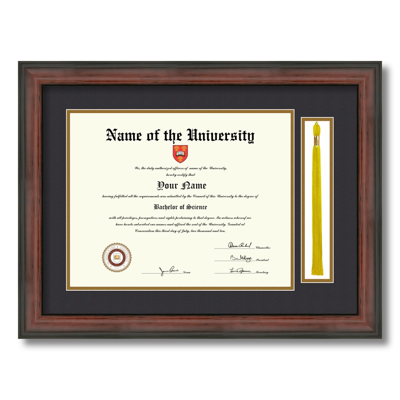 ArtToFrames 11x14 inch Diploma Frame with Tassel Opening - Framed with Black and Gold Mats, Comes with Regular Acrylic and Sawtooth Hanger for Wall Hanging (DT-11x14)